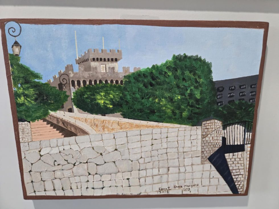 Stone mosaic artwork depicting a castle