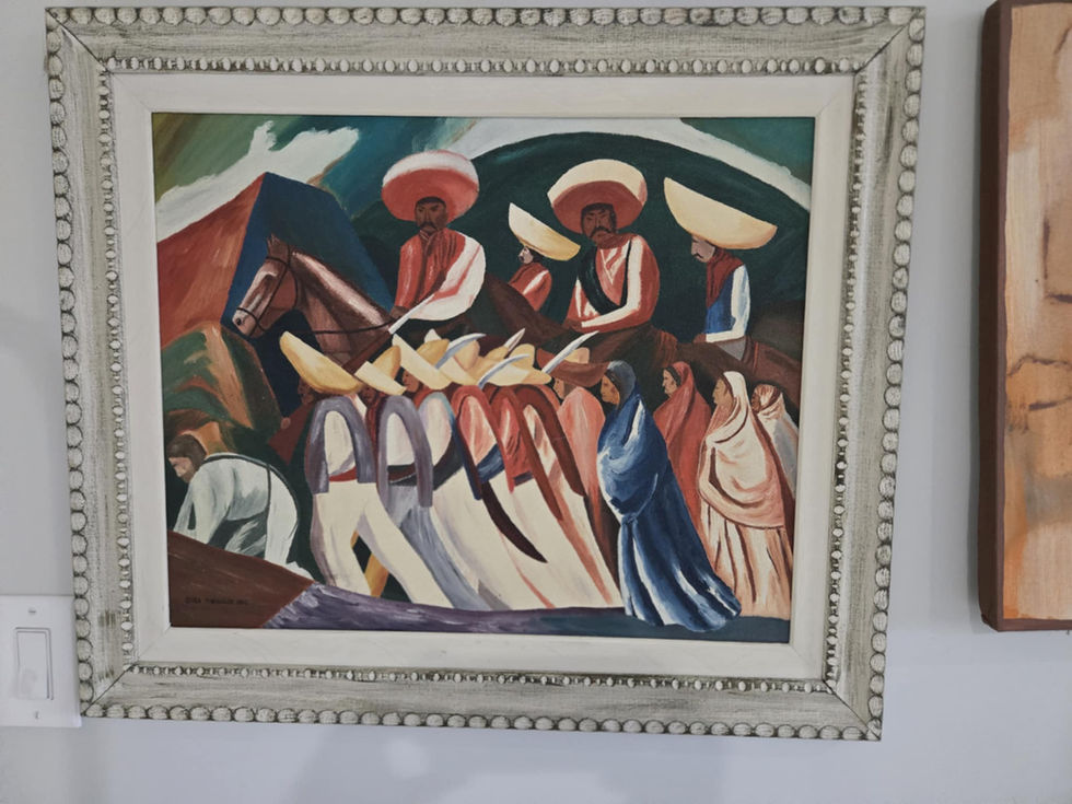 Vibrant painting of a lively procession