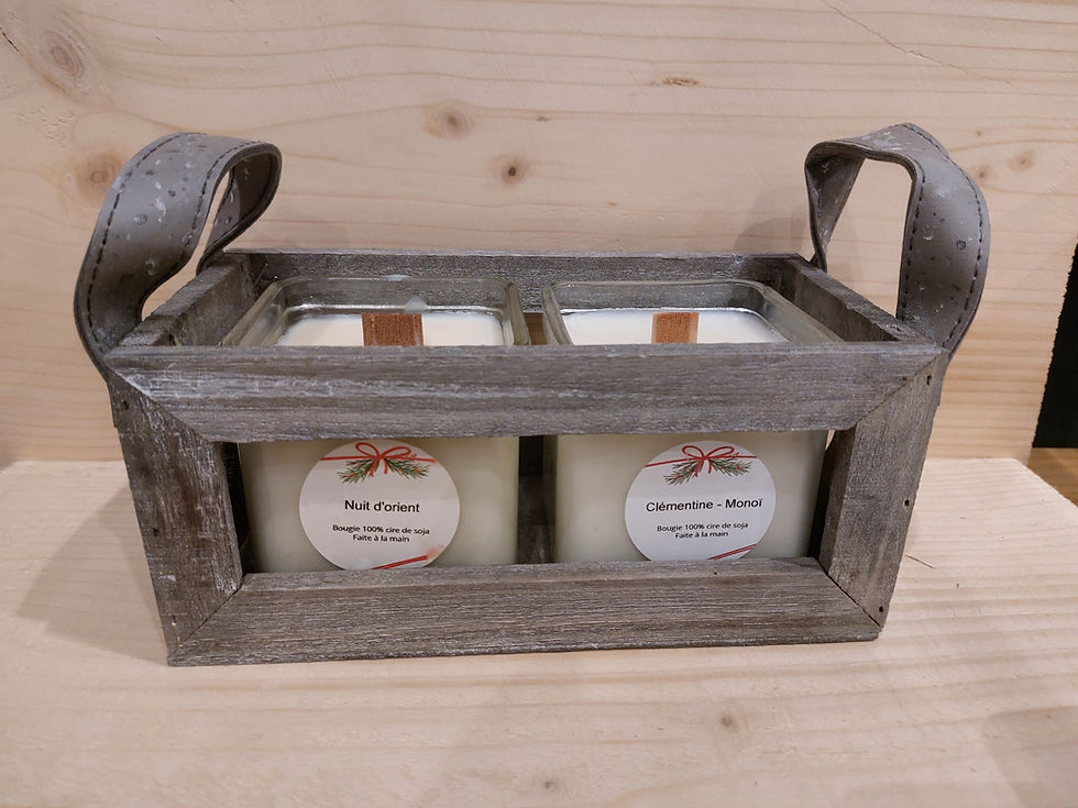Miniature : Bougie double photophore en bois