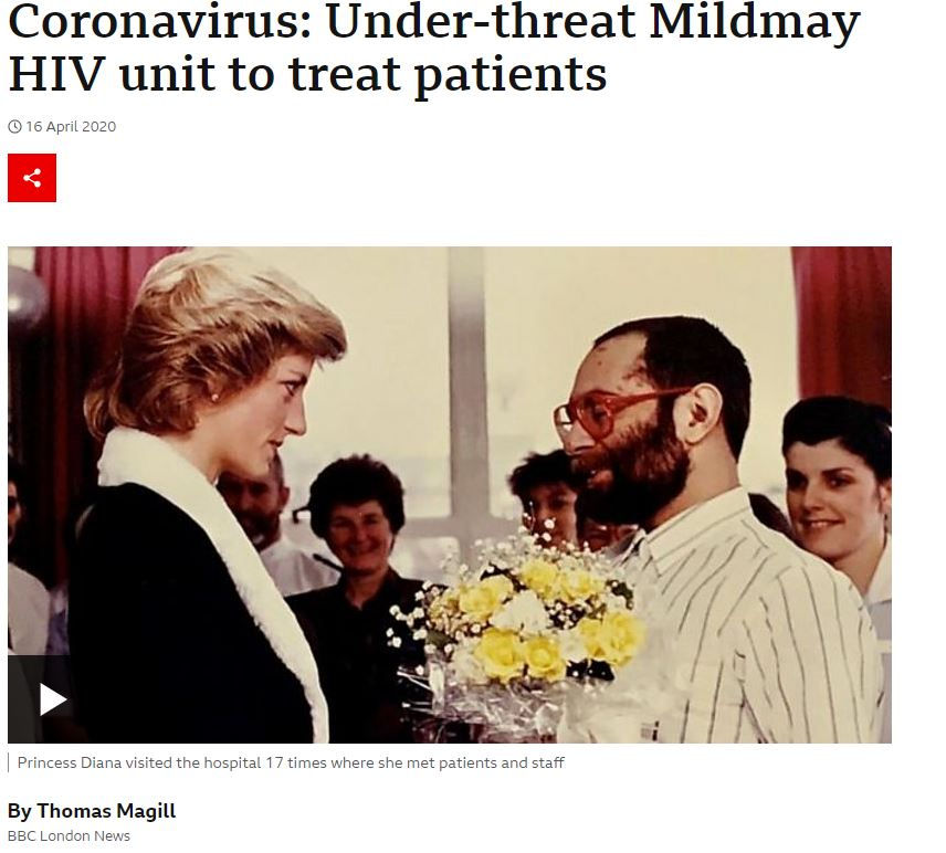 Screenshot of BBC website featuring Mildmay news article