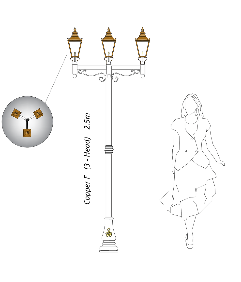 Thumbnail: 3 x Multi-Head Copper Cast Iron Light   Copper F