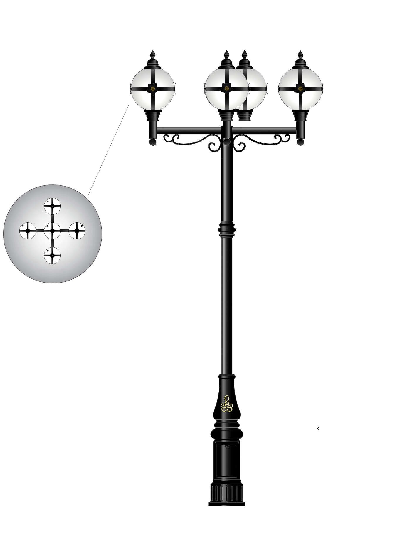 Outdoor Cast Iron 5 x Multi-Head  Lamppost Light   Shannon D