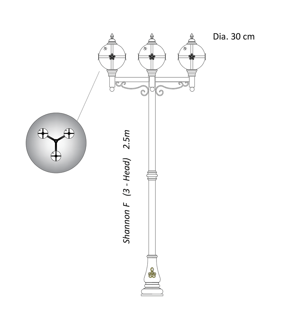 Thumbnail: Outdoor Cast Iron 3 x Multi-Head  Lamppost Light   Shannon F