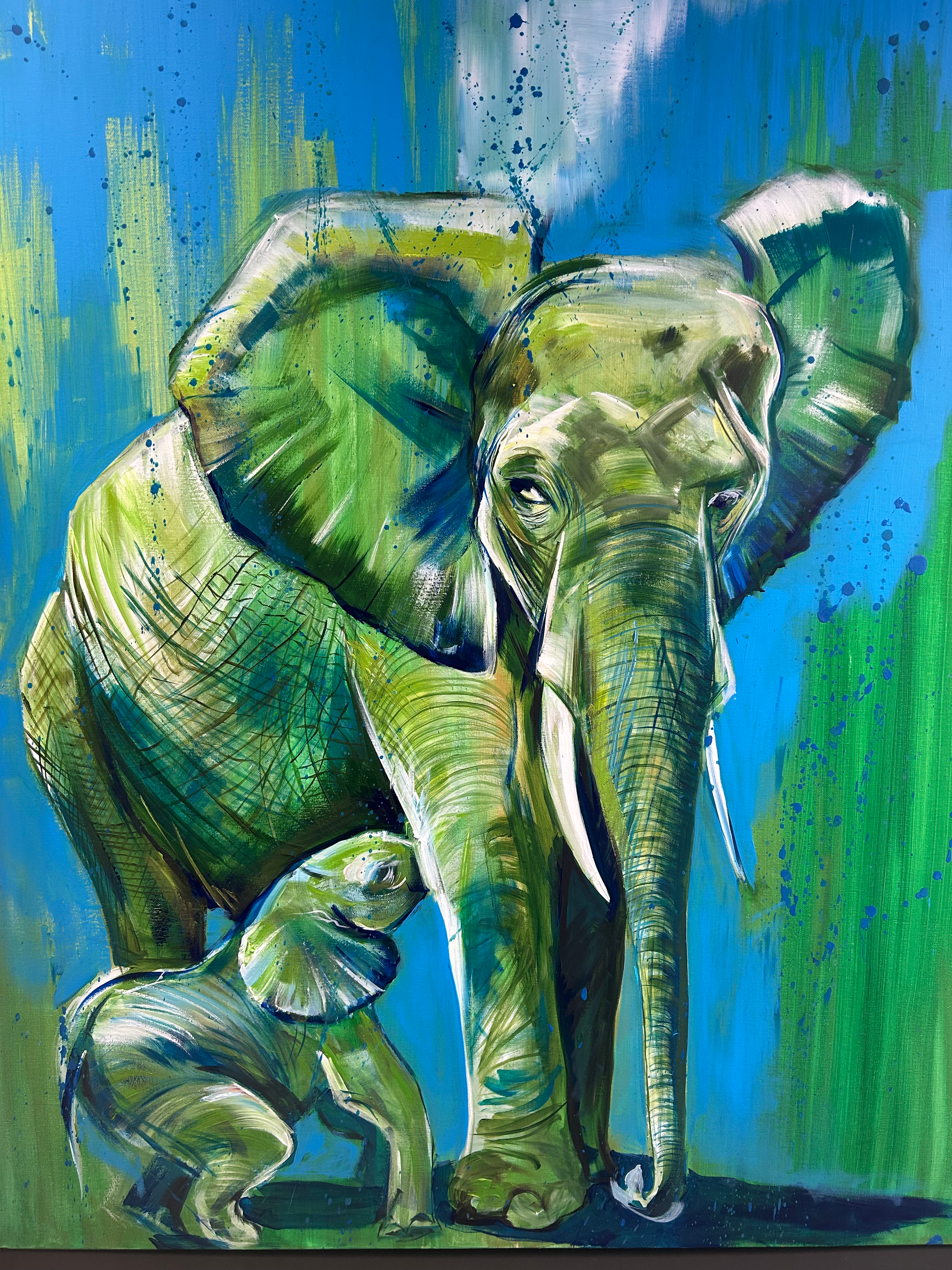 Mother and child elephant print