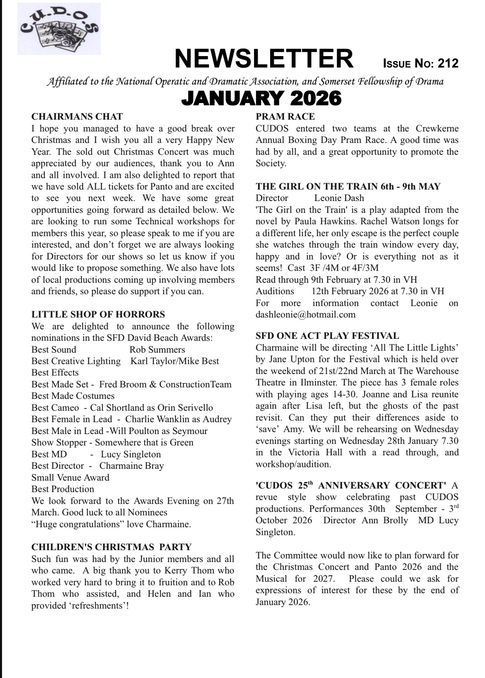 News Letter Jan 26