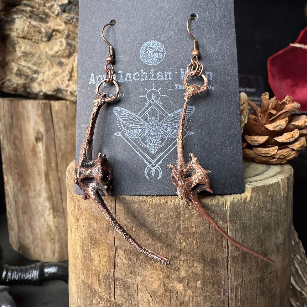 Thumbnail: Electro-formed Copper Carp Vertebrae Dangle Earrings