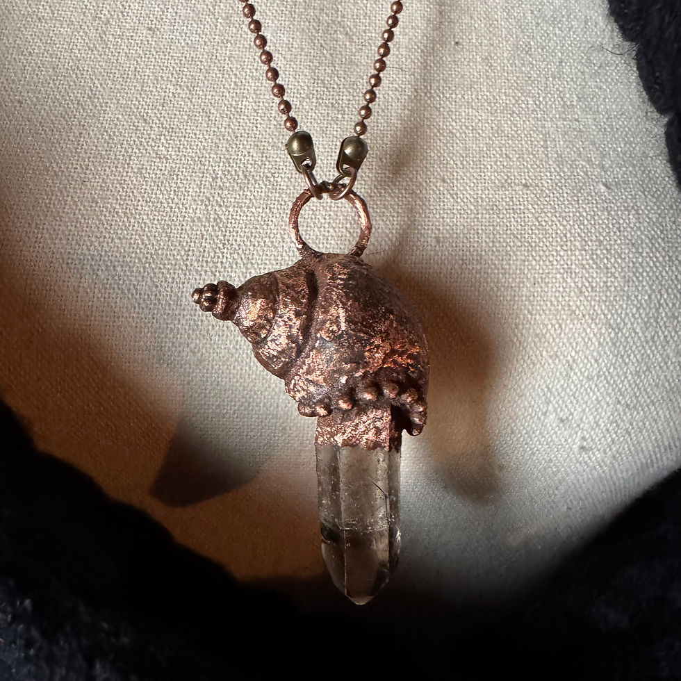 Thumbnail: Electro-formed Gastropod Shell (Amnicola Limosa) with Smokey Quartz