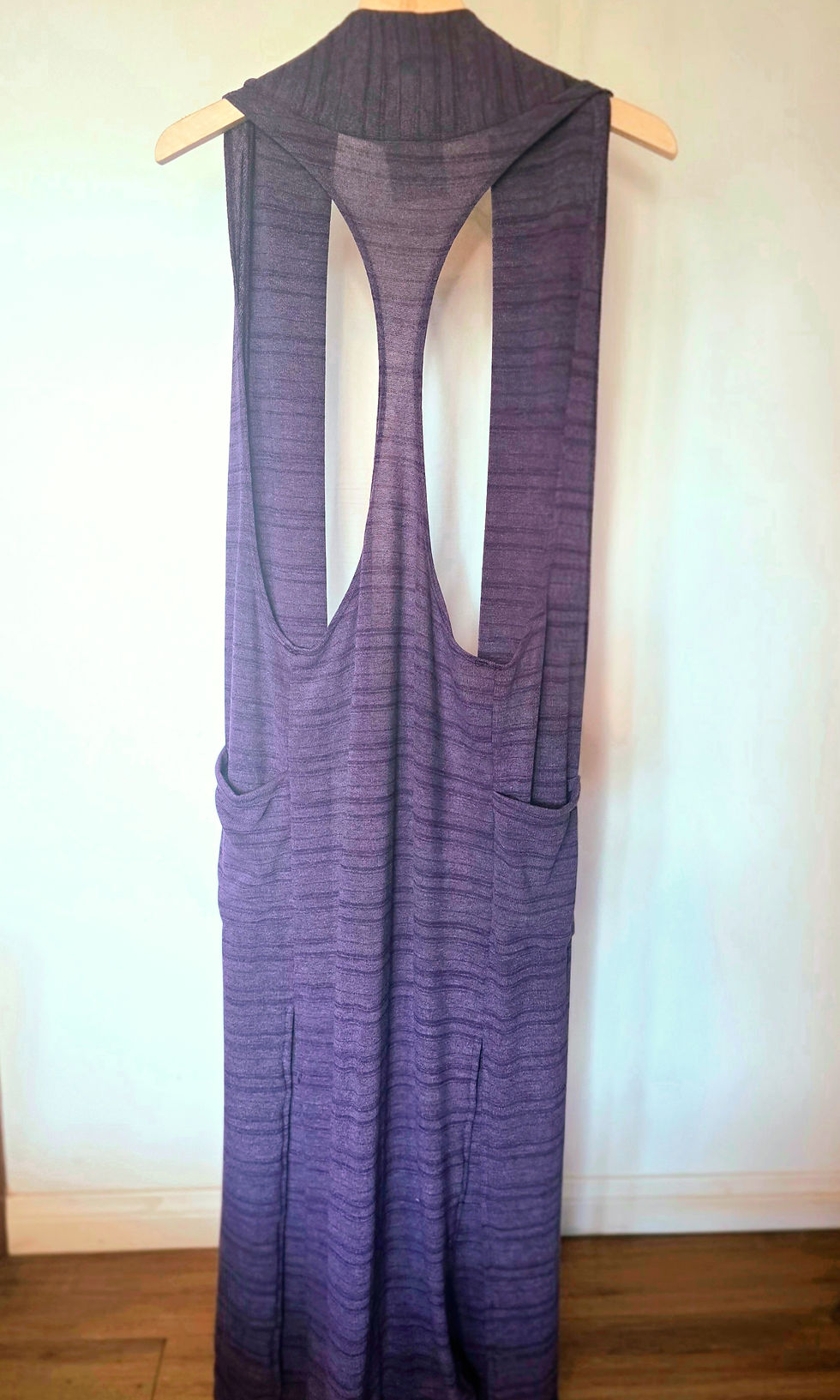 back-Reiki-charged Third Eye Chakra Cape in deep indigo for intuition - handmade energy clothing by Krystal Alyce