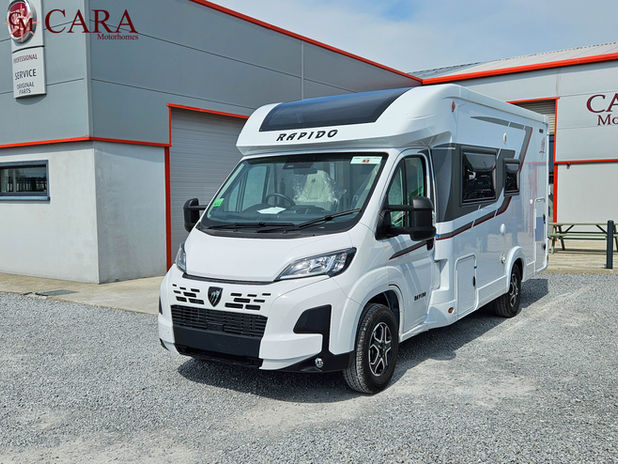 The Rapido 606F is a sleek and modern 2-berth low-profile motorhome, built on a 3,500 kg Fiat Ducato chassis and paired with a smooth 9-speed automatic gearbox for effortless touring. Compact at just under 6.7 metres, it offers an impressively spacious layout inside. The bright and welcoming lounge is enhanced by a large panoramic skylight that floods the interior with natural light, creating a warm and open feel.