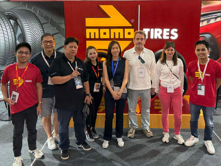 Massimo Ciocca with the ValuePlus MOMO Tires PH team at MIAS 2026.