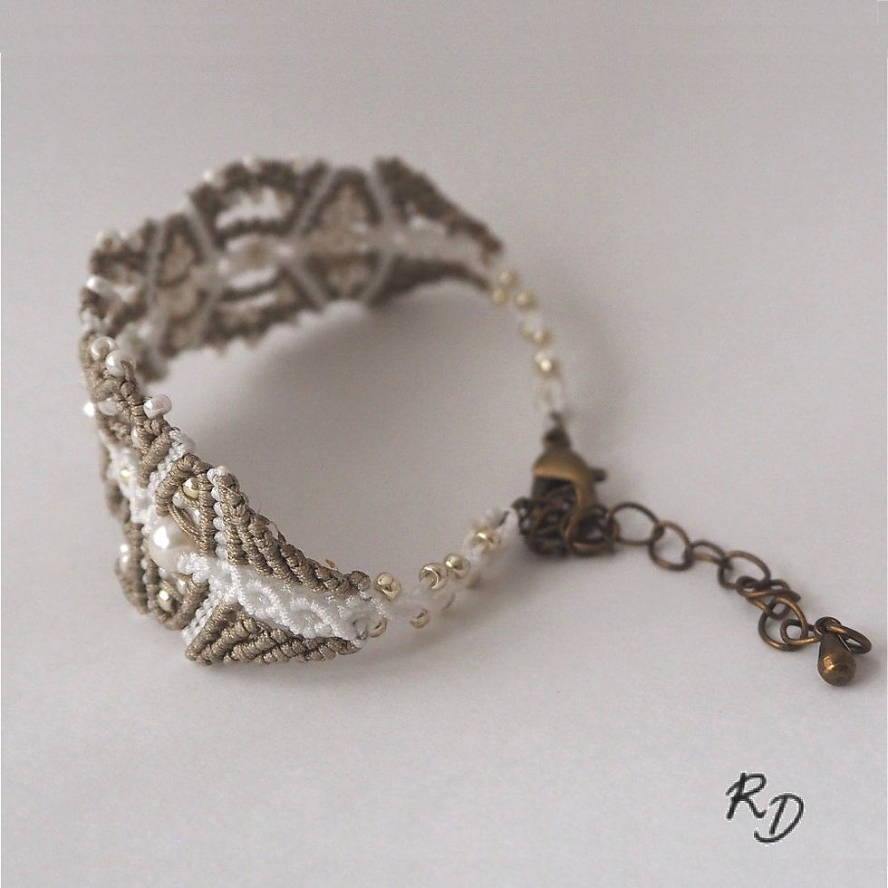Miniature : Bracelet Aliénor Ficelle/Blanc