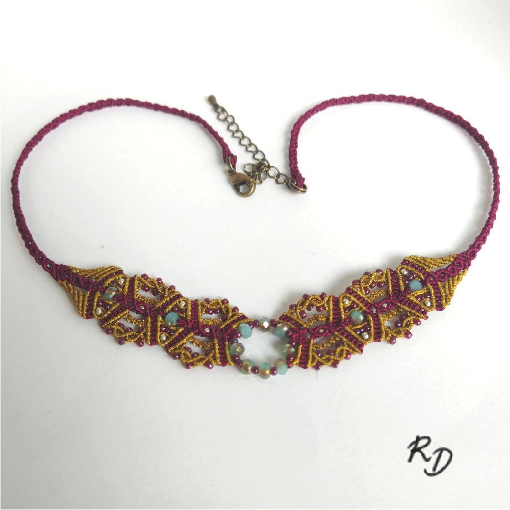 Collier Aliénor Vieil or/Rouge