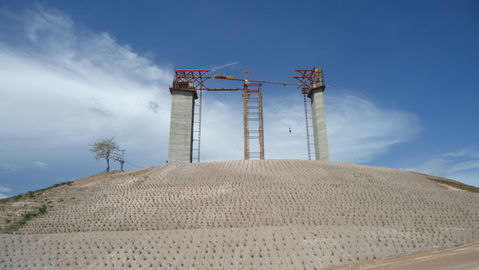 Large-scale commercial building with steel framework