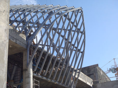 Large-scale commercial building with steel framework