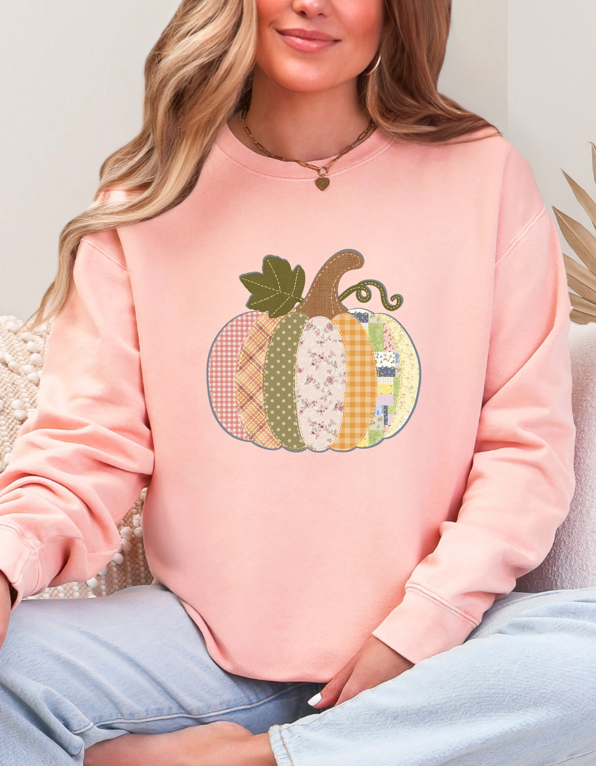 Patchwork Pumpkin Comfort Colors Sweatshirt | Fall Pumpkin | Autumn Sweatshirt