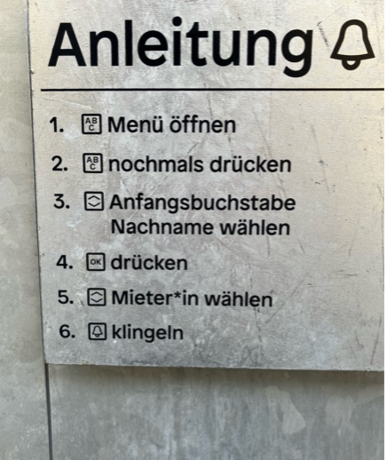 Anleitung zum Klingelsystem von der Zollstrasse 117