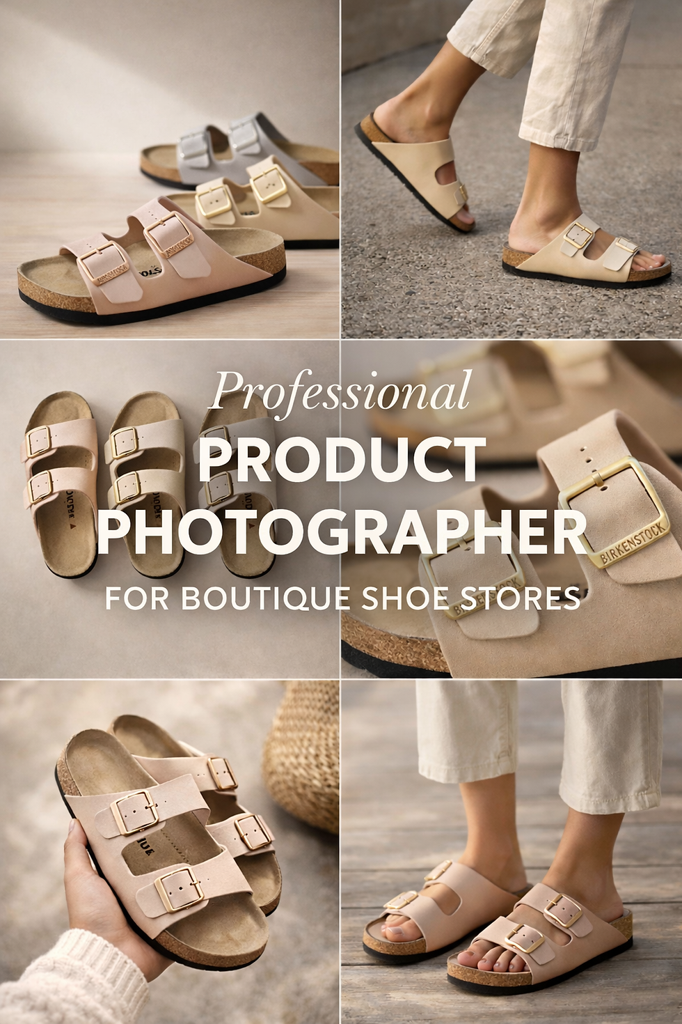 Professional shoe product photography studio setup capturing sandal product images for eCommerce footwear brands with controlled lighting and DSLR camera