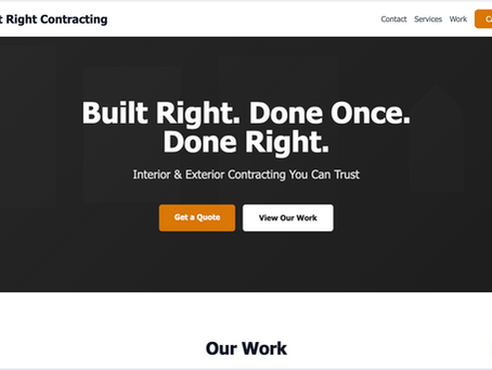 Cut Right Contracting website Mock up