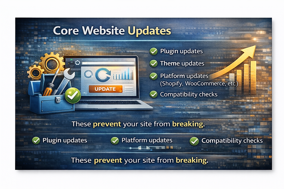 Security Monitoring & Protection
Daily malware scans
Firewall setup
Login protection
Backup systems
Security = trust = conversions.