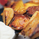 Spicy grilled fruit with vanilla yoghurt