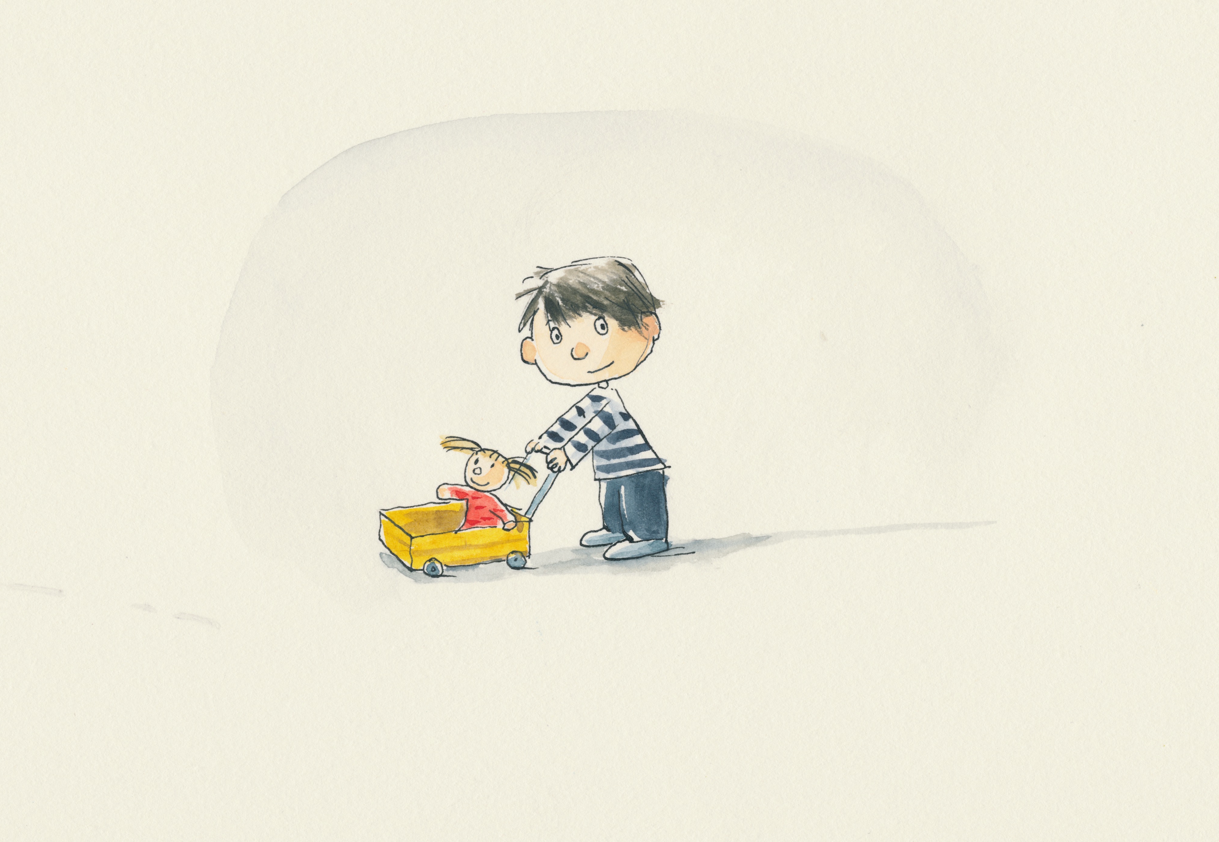 Petit garçon au chariot
