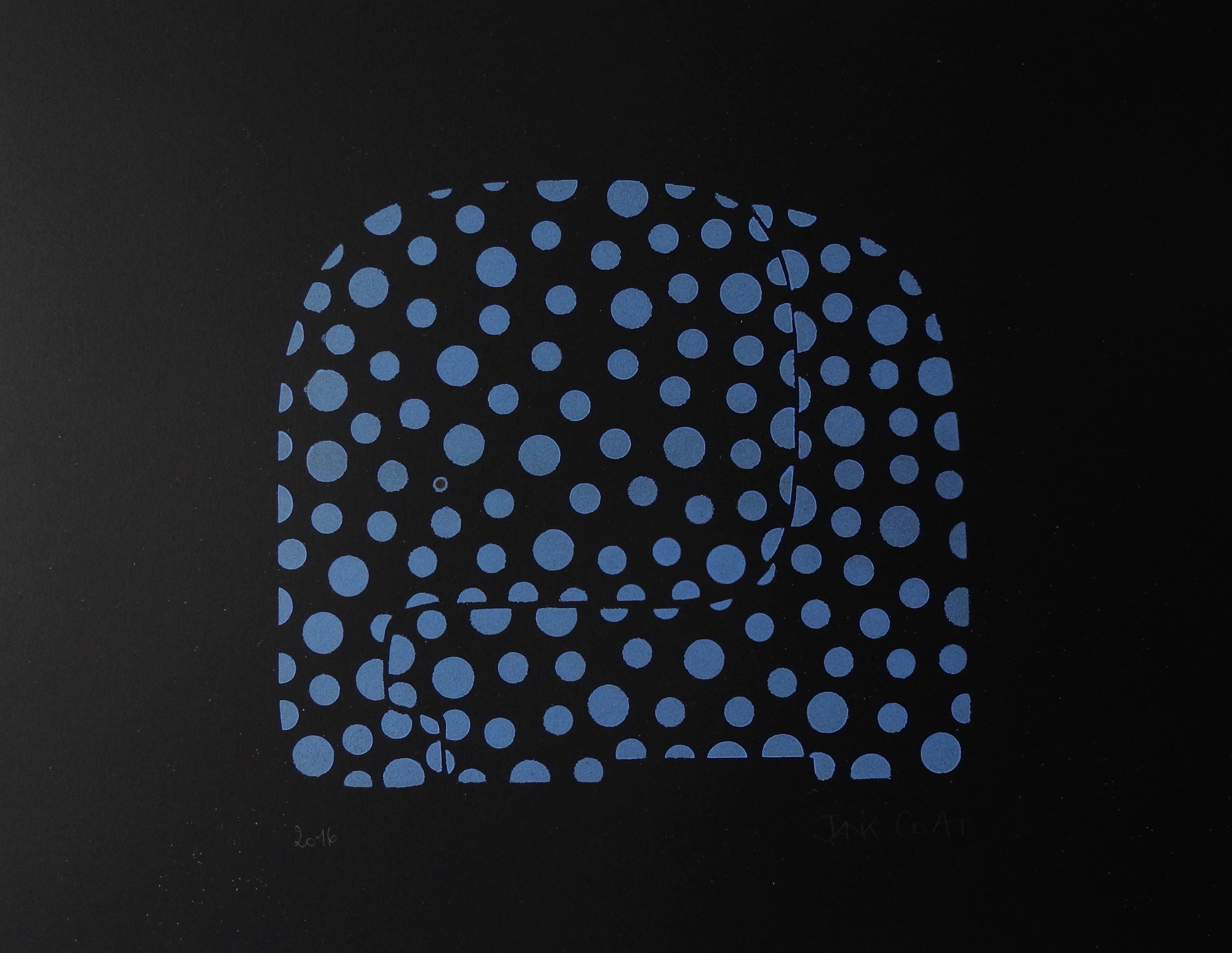 Aleph noir à pois bleus