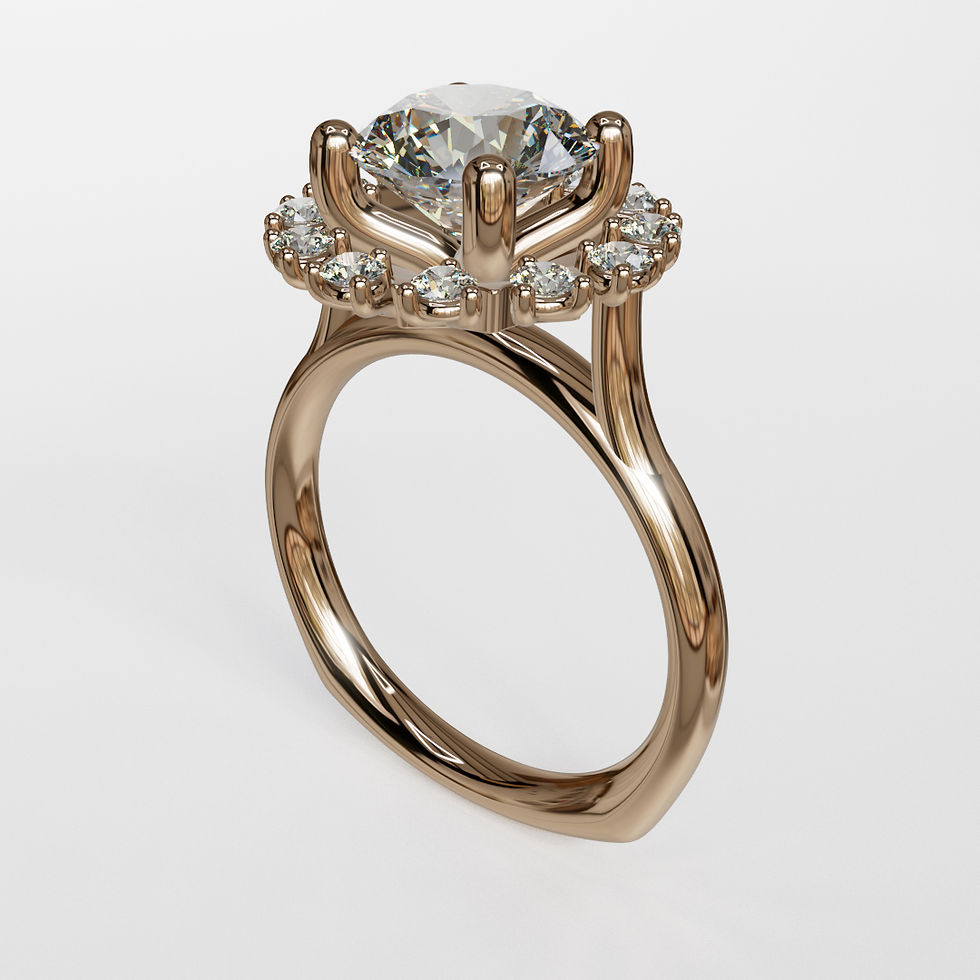 Thumbnail: 14K Gold Halo Engagement Ring | Sakura 1 by Milad Jewelers