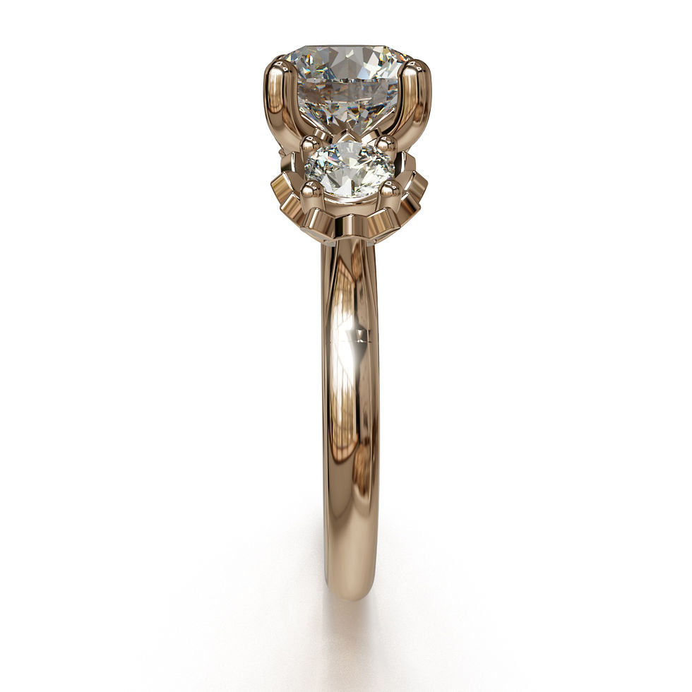 Thumbnail: Lotus 3 Stone - 14K Gold Engagement Ring