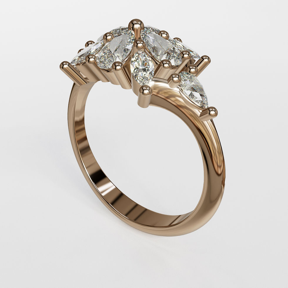 Thumbnail: 14K Gold Lab Grown Diamond Cluster Ring