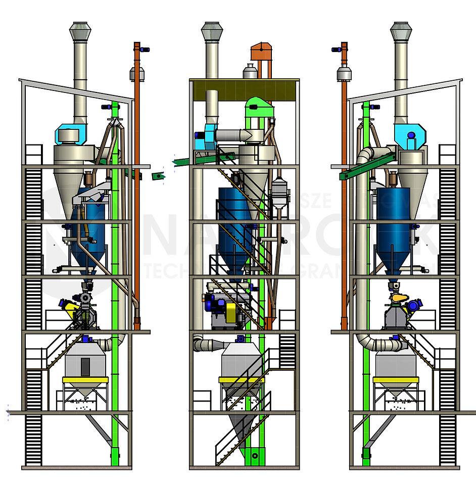 Feed pelleting: Plans of the tower for the production of granulated feed