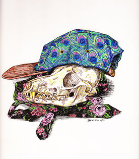 6.4.16+Peacock+Hat+Flower+Tie+Skull.jpg