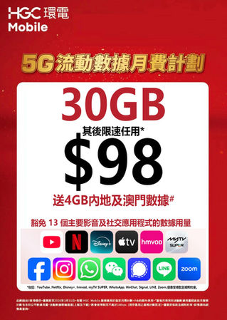 HGC 5G 手機月費計劃全攻略：低至 $78.4 享本地 30GB、無限影視數據