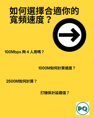 如何選擇合適你的寬頻速度 ?100M寬頻是否足夠4人家庭使用 ?1000M/2500M 寬頻速度如何計算 ? 打機(在線遊戲)關鍵是延遲值(Ping值)而不是頻寬 ?