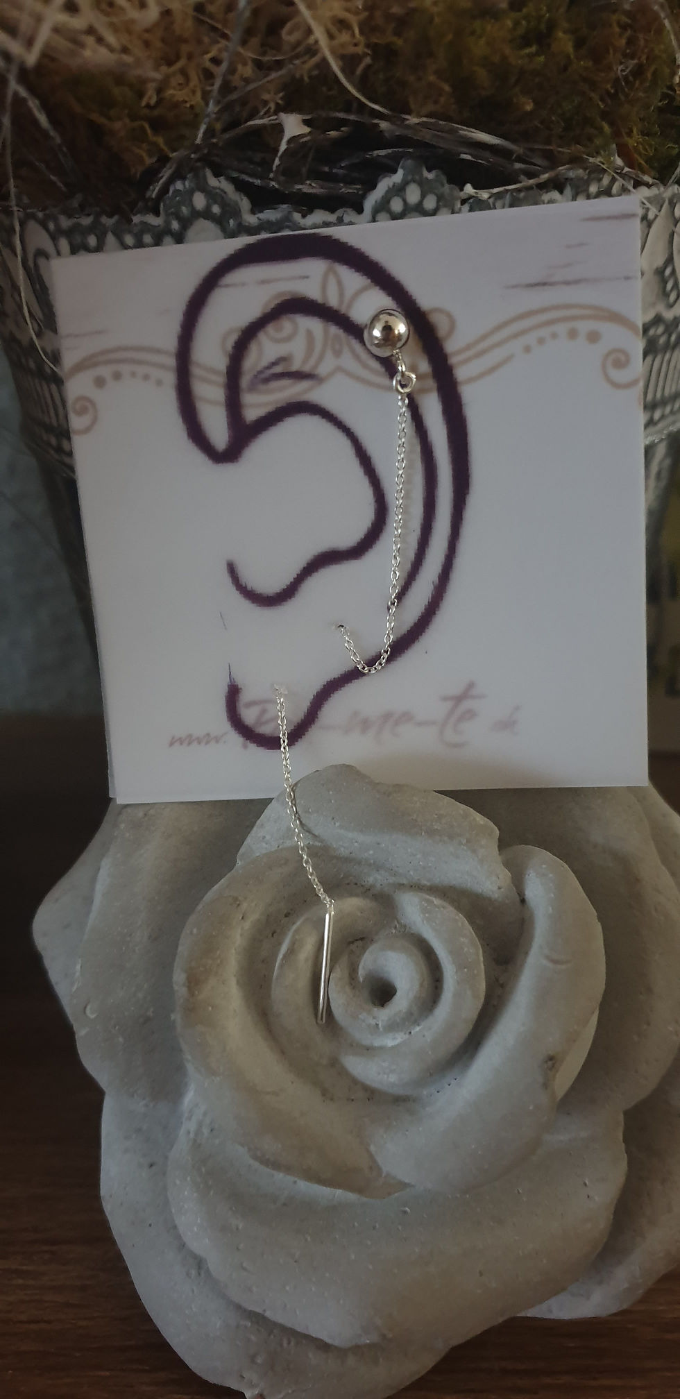 Miniaturbild: Earcuff  Kugel  mit Kette  in Silber925 vergoldet und roségold