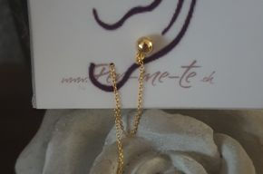 Miniaturbild: Earcuff  Kugel  mit Kette  in Silber925 vergoldet und roségold