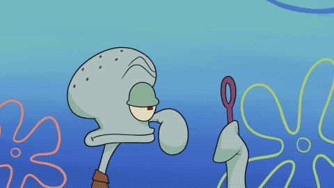Squidward tries to blow a bubble