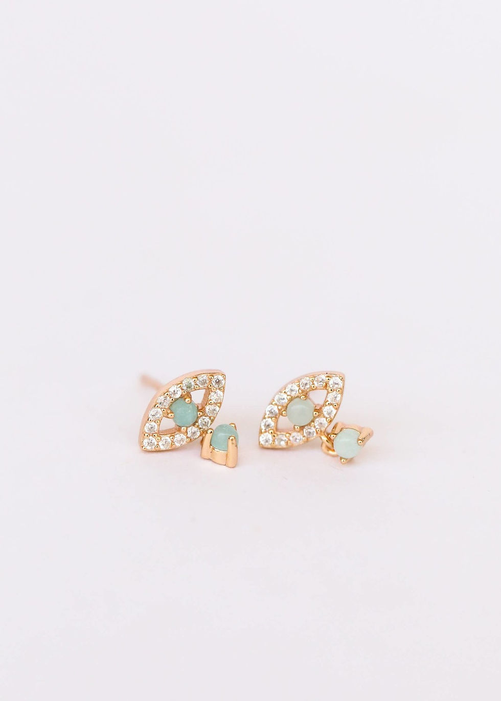 Evil Eye Drop - Amazonite - Gold Earrings