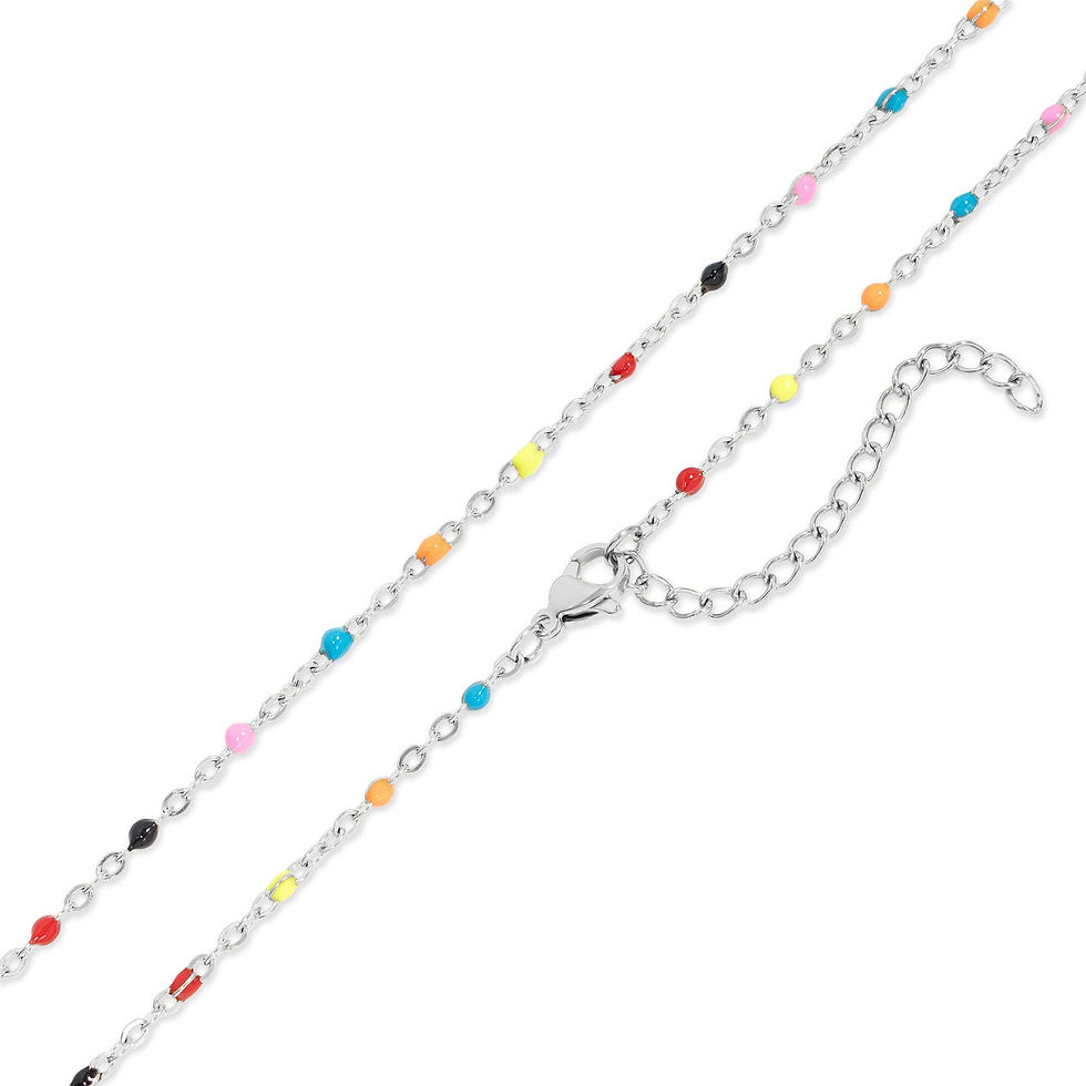 Thumbnail: 18K Gold PVD Stainless Steel Multi Confetti Chain Necklace