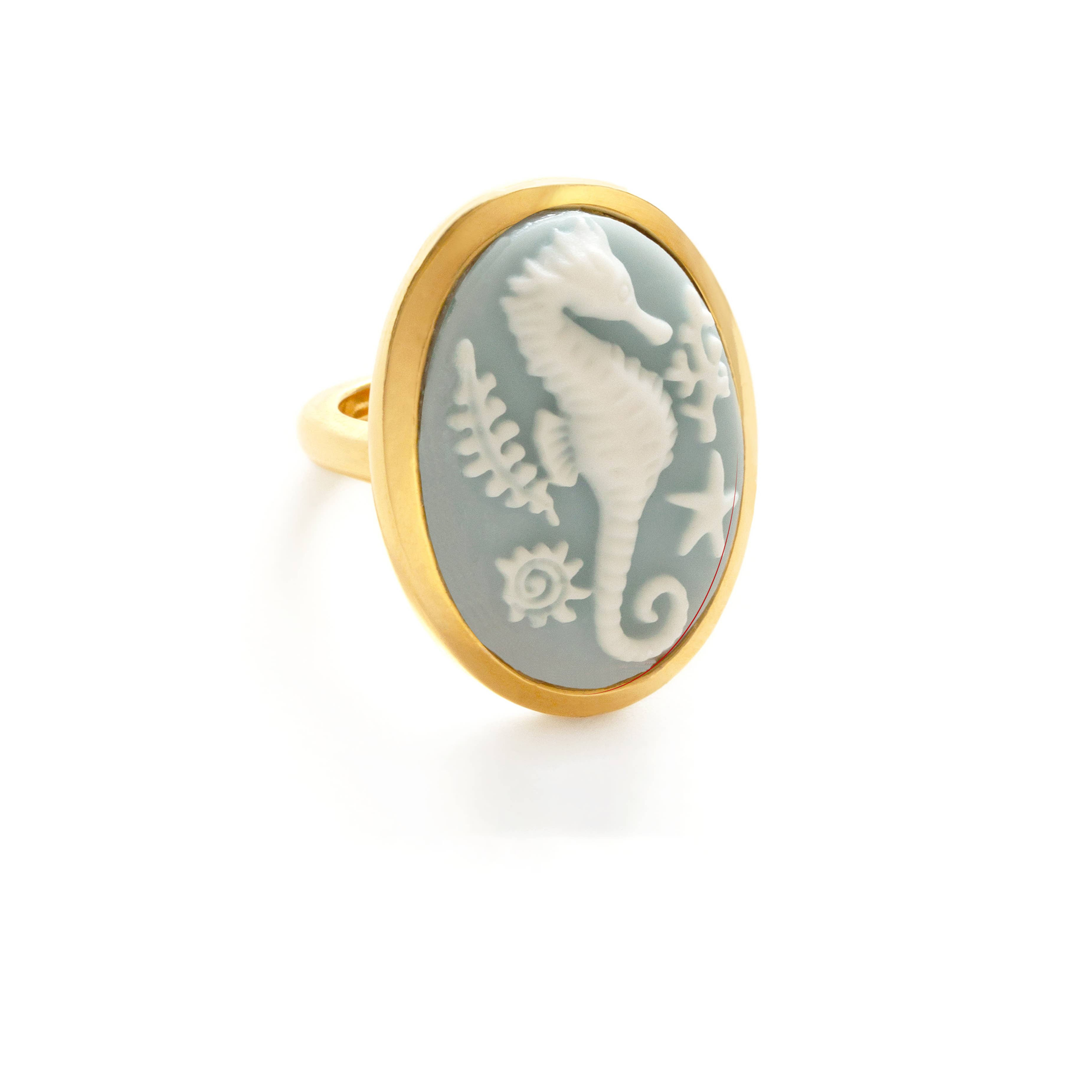 Seahorse Vintage Cameo Ring