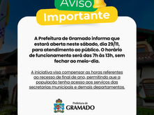 Prefeitura estará aberta neste sábado (29)