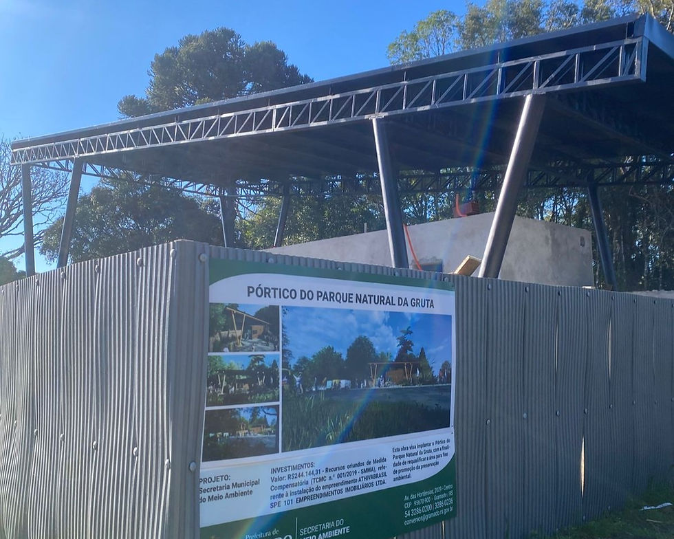 Construção do pórtico de acesso ao Parque Natural da Gruta é iniciada