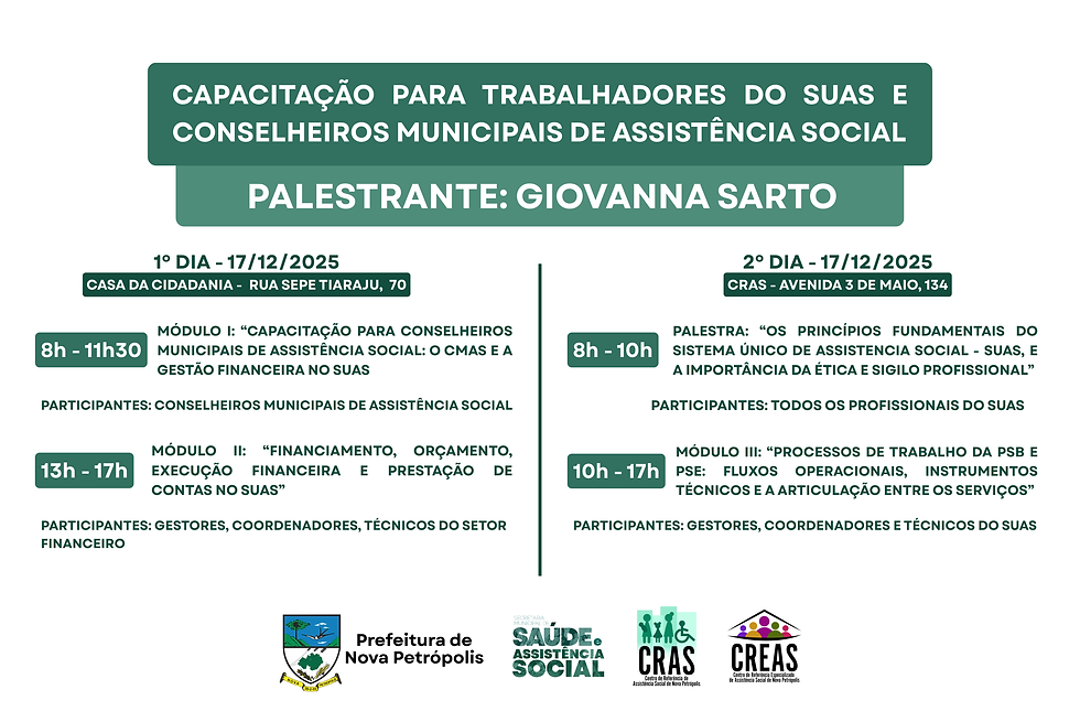 Secretaria de Saúde e Assistência Social promove capacitação para fortalecer o SUAS