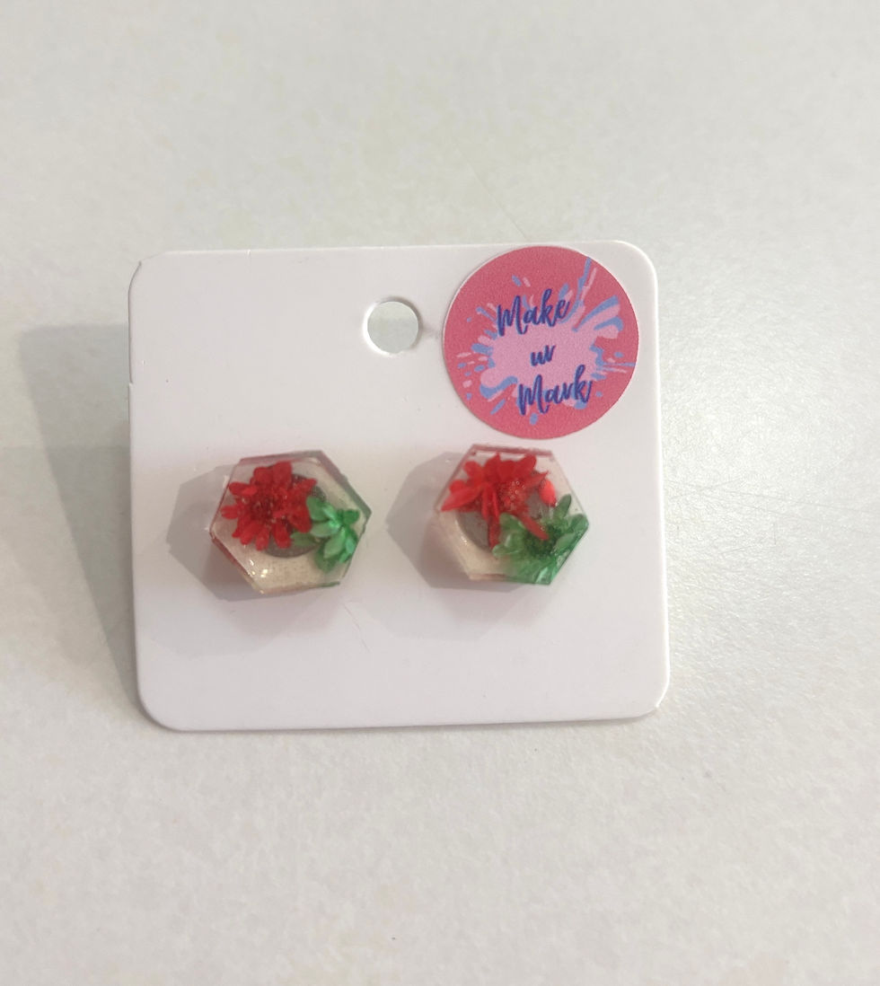 Thumbnail: Flower Hexagon Stud Earrings