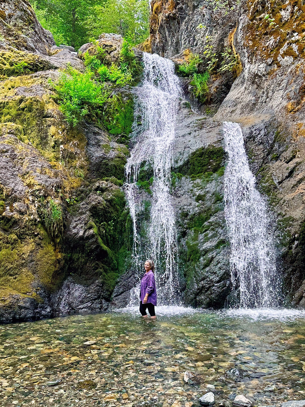 Here I am at Faery Falls, a hidden treasure in the Mount Shasta area.