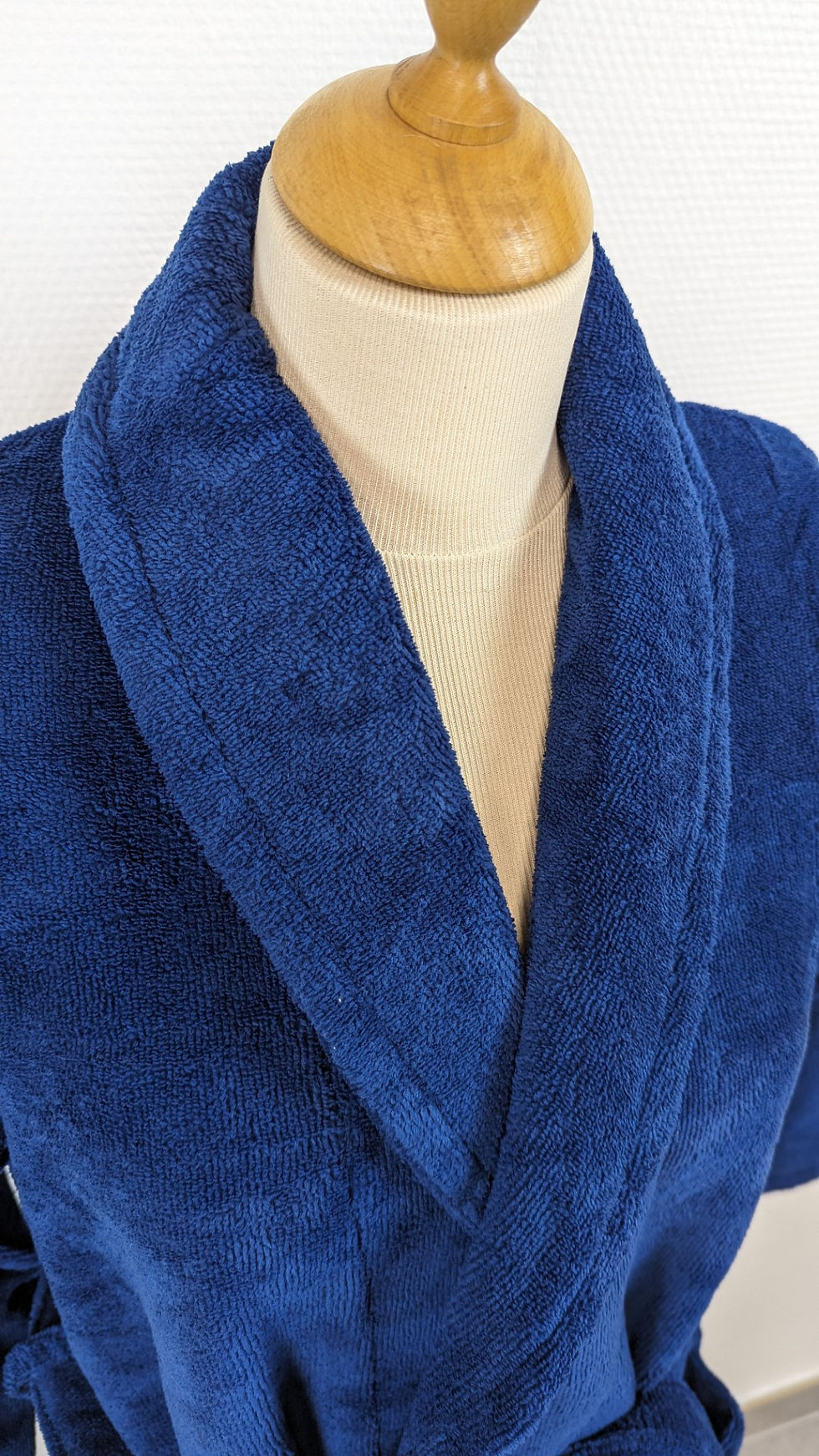 Miniature : peignoir velours eponge bleu col chale