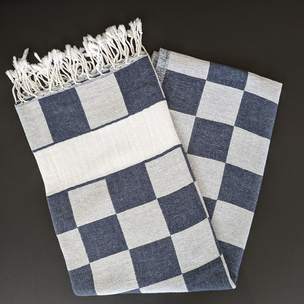 Miniature : Fouta Chess à damiers marine
