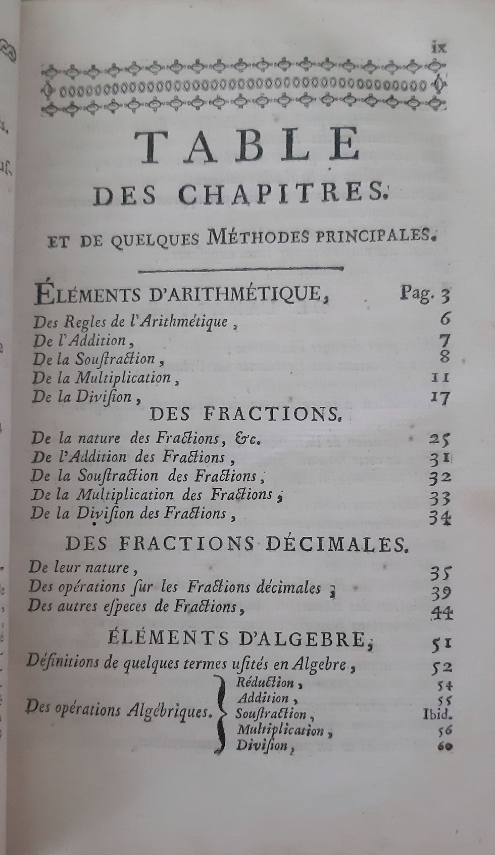 Miniature : Leçons de mathématiques, Abbé de la Caille, 1770