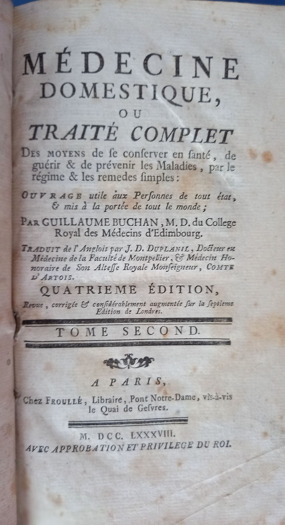 Miniature : Médecine domestique, G. Buchan, 1788