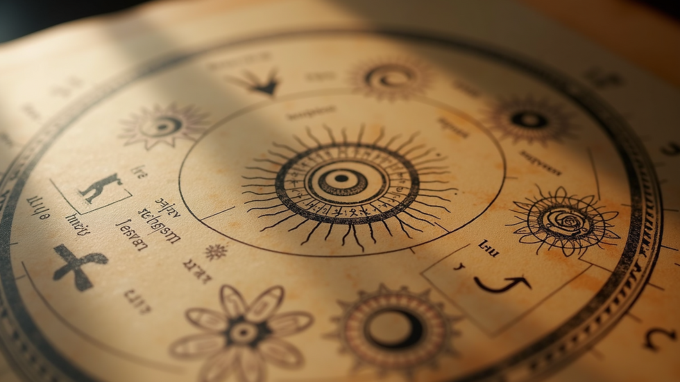 Close-up view of astrological diagrams focusing on nakshatras