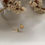Miniatura: par de Brincos Disco em ouro 18k ao lado de ramo de flores sobre tecido diáfano branco